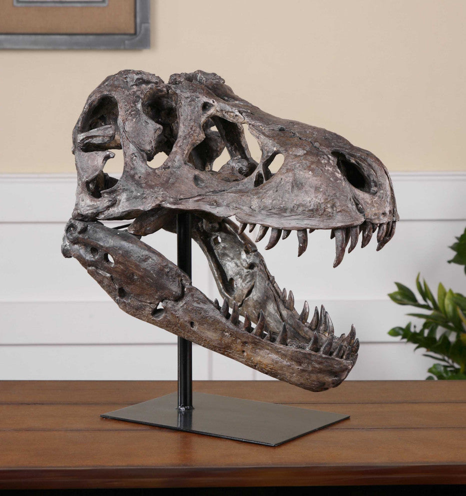 Tyrannosaurus Rex Head Sculpture, Dinosaur Decor