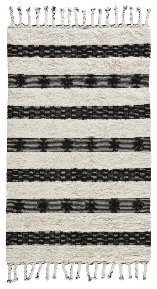 Classic Home Merced Kilim Shag Black/Ivory 2.6x8 Rug