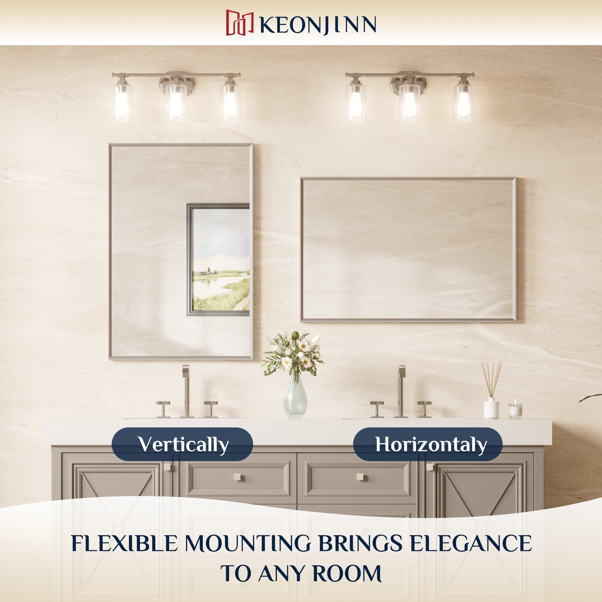 Hollywood Vanity Mirror, Lights,3 Color Lighting Modes, Memory, Gold, 24x32