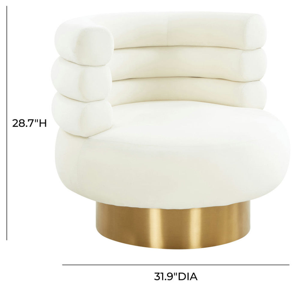 TOV Furniture Naomi Cream Velvet Swivel Chair