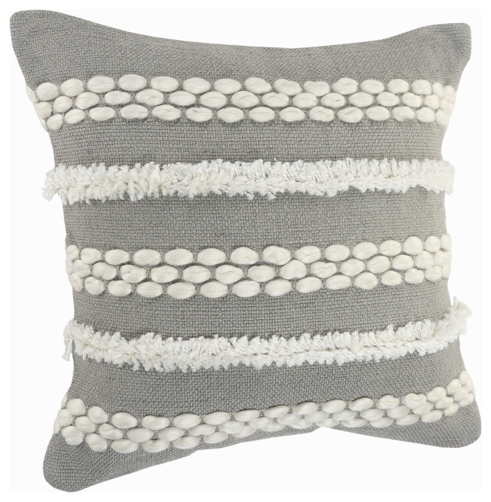 Gray Textured and Tufted Throw Pillow