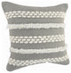 Gray Textured and Tufted Throw Pillow