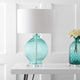 Estelle 26" Glass and Crystal Table Lamp, Aqua
