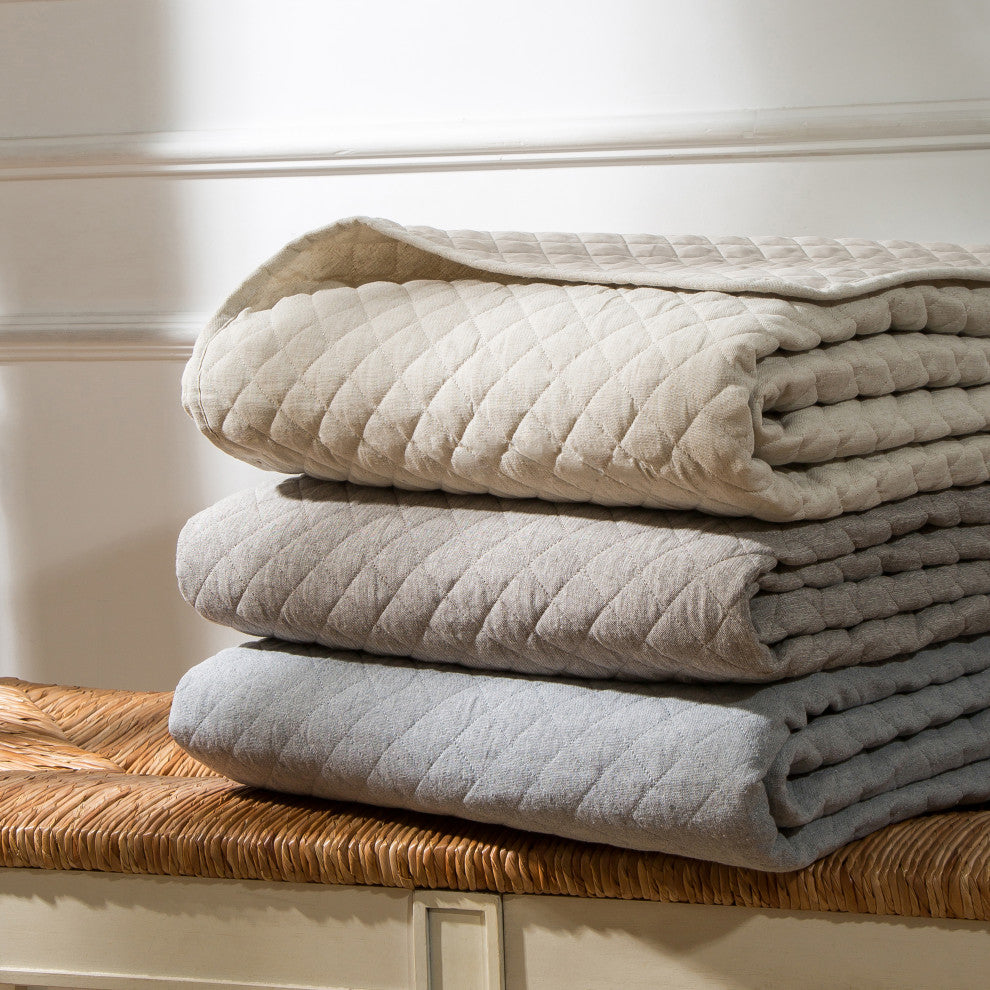 Anna Diamond Quilted Coverlet Set, 3 Piece, Taupe, King