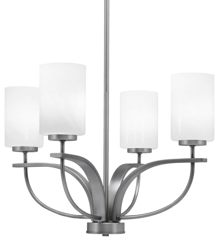Cavella 4-Light Chandelier, Graphite, 4" White Marble Glass