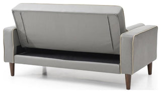 Glory Furniture Andrews Faux Leather Upholstered Sleeper Loveseat in Gray