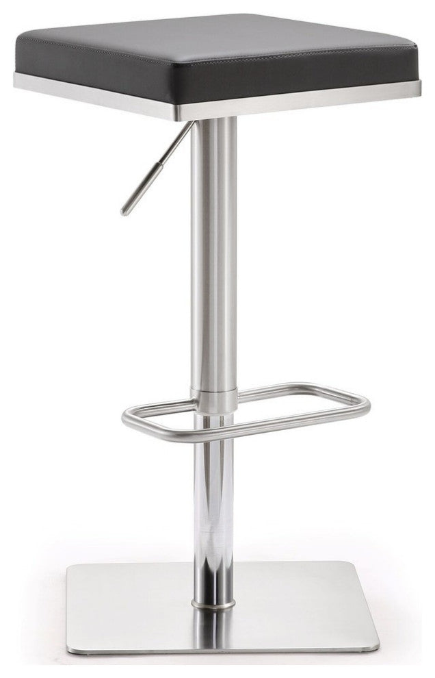 Bari Grey Stainless Steel Adjustable Barstool