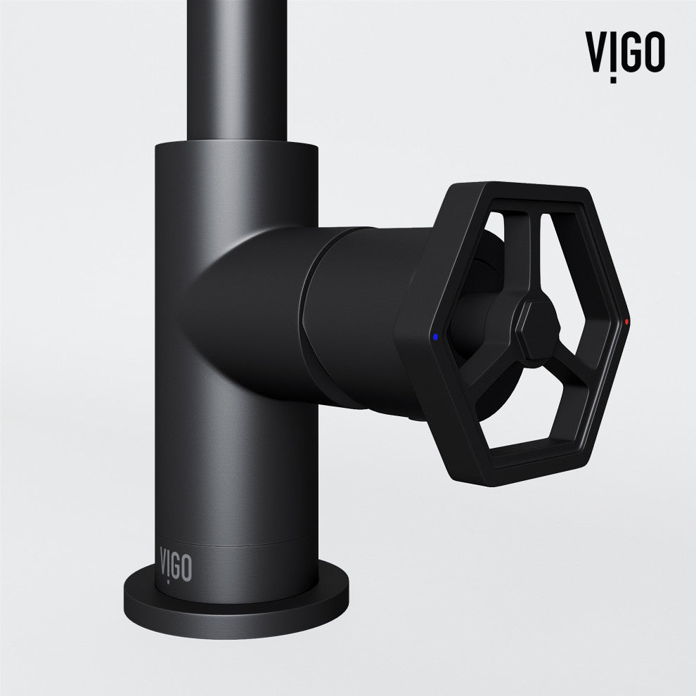VIGO Ruxton 9" H Single Handle Single Hole Bathroom Faucet, Matte Black, Without Extras
