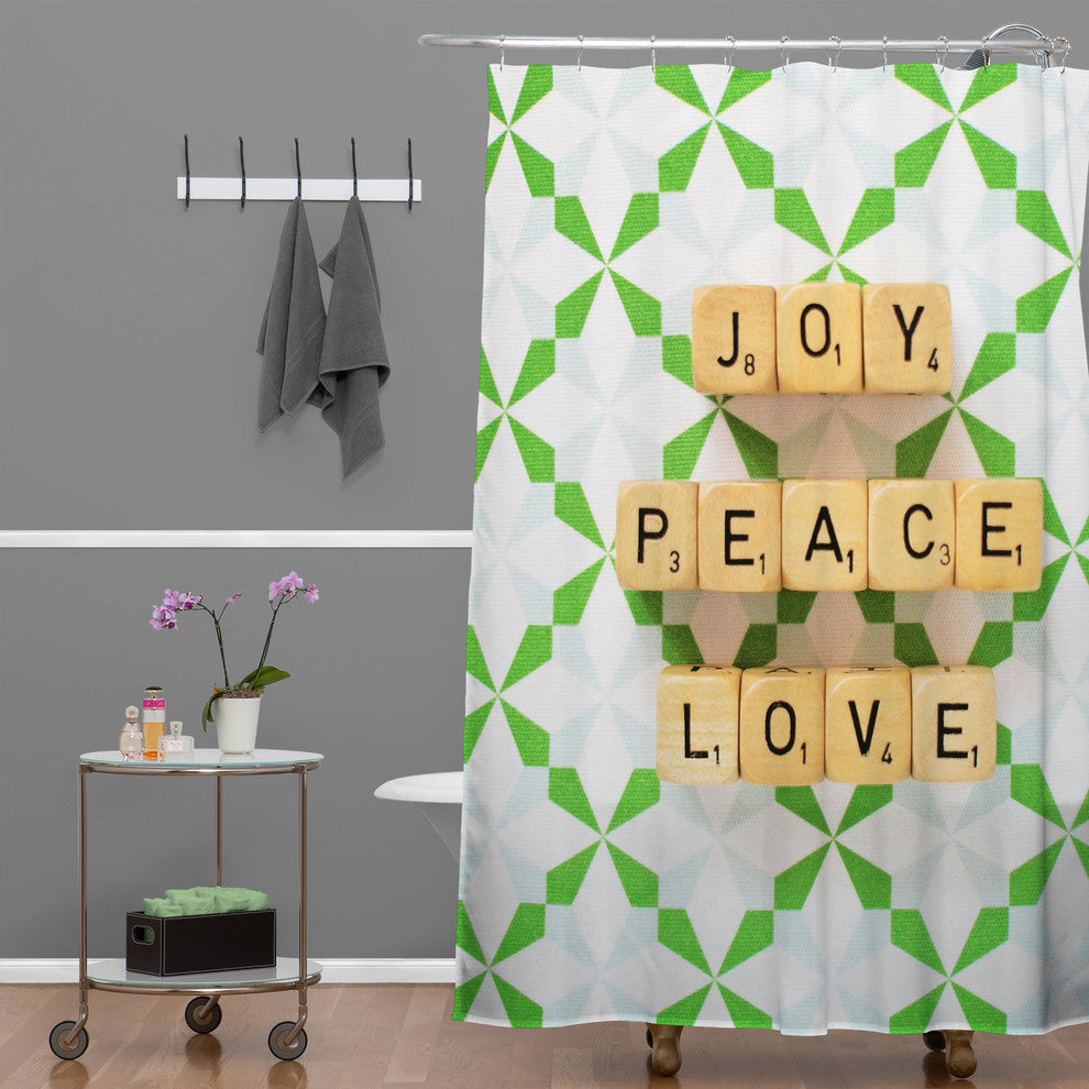 Deny Designs Happee Monkee Joy Peace Love Shower Curtain