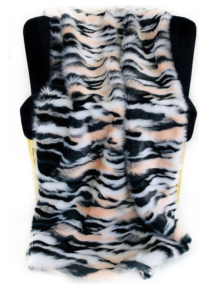 Plutus Fancy Faux Fur Luxury Throw Blanket, 108"x90"
