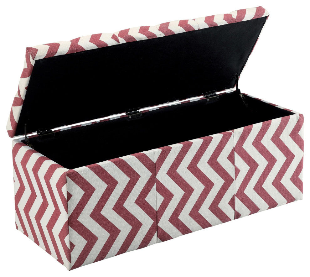 Furniture of America Laina Contemporary Fabric Storage Bench in Red