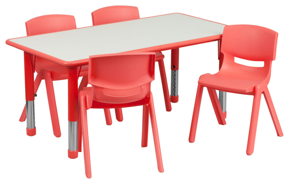 Roseto FFIF61041 Five Piece Plastic Framed Classroom Set - Red