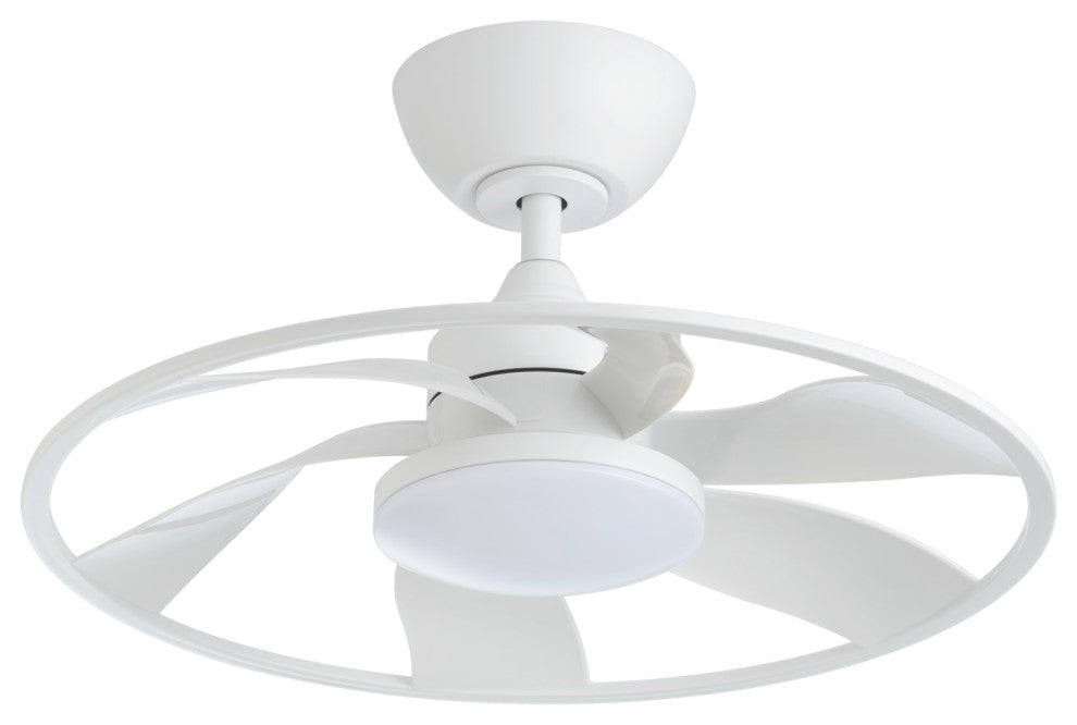 22-Inch 6-Blade LED Propeller Ceiling Fan With Remote Control and Light Kit, Matt White