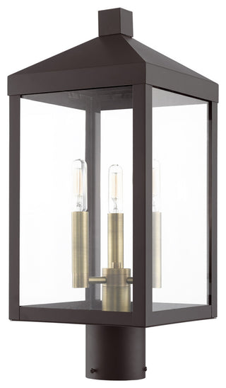 Nyack 3 Light Bronze, Antique Brass Cluster Medium Outdoor Post Top Lantern