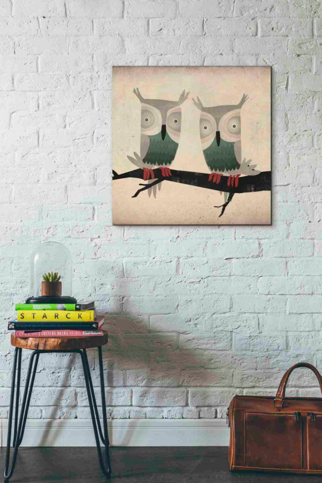 Epic Graffiti 'Tan Owls Square' by Ryan Fowler, Giclee Canvas Wall Art, 26"x26"