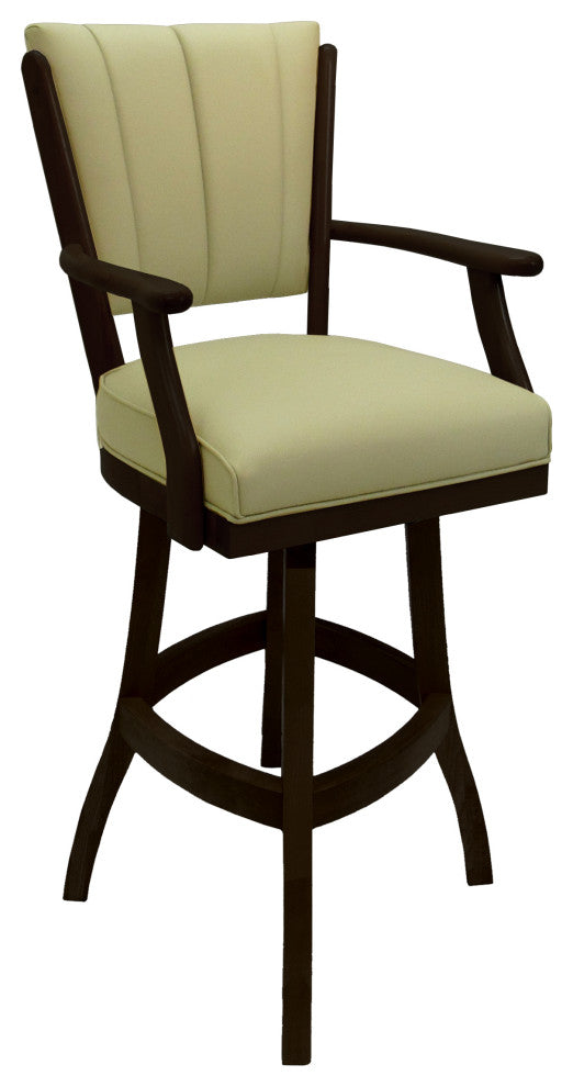 Classic Counter Bar Stools 26" 30" Extra Tall 34", Ocean Beige Vinyl, Dark Walnut, 30"