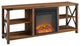 60" Farmhouse Metal X Fireplace Console - Rustic Oak