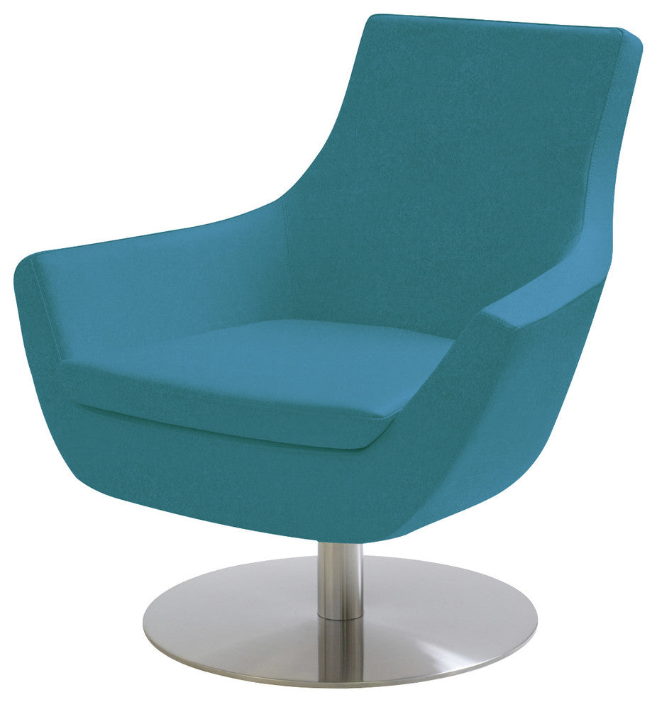 Rebecca Swivel Chair, Stainless Steel Base, Turquoise Camira Wool