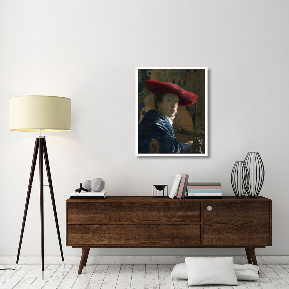 "Girl with a Red Hat" Digital Paper Print by Johannes Vermeer, 30"x37"