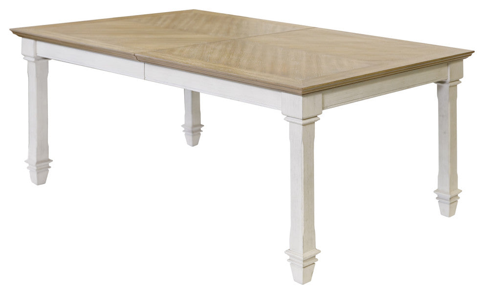 Traditional Wood Kitchen Extension Dining Table and 8-Chairs, White