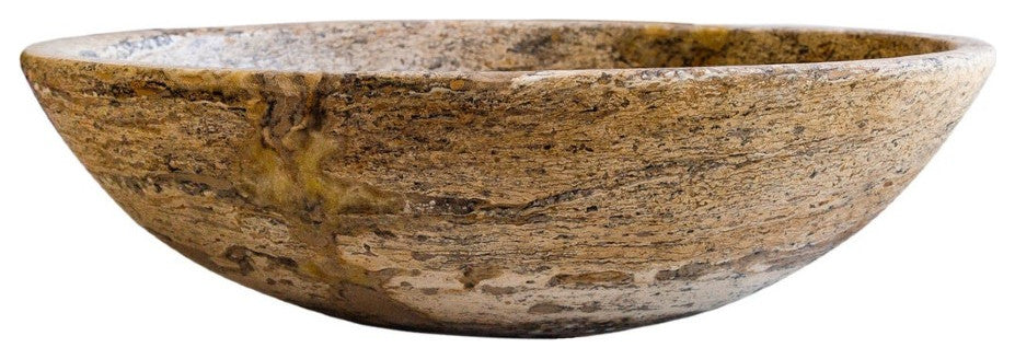 Valencia Travertine Natural Stone Oval Vessel Sink (W)16" (L)21" (H)6"