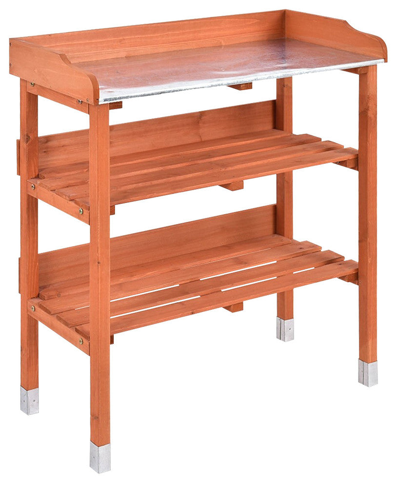 Modern Garden Wooden Potting Bench Work Station With Hook