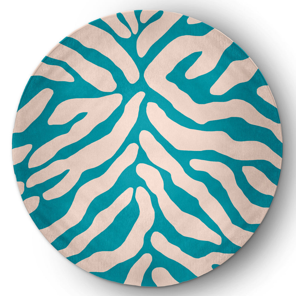Animal Stripe Spring Chenille Rug, Explorer Blue, 5' Round