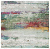 Safavieh Barbados Collection Indoor-Outdoor, BAR545 Rug, Green/Blue/Purple, 6'6" Square