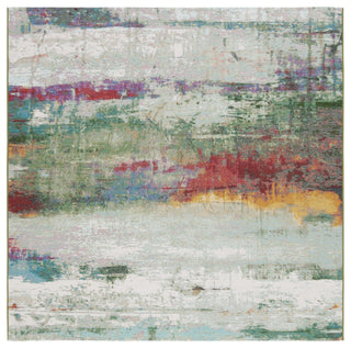 Safavieh Barbados Collection Indoor-Outdoor, BAR545 Rug, Green/Blue/Purple, 6'6" Square