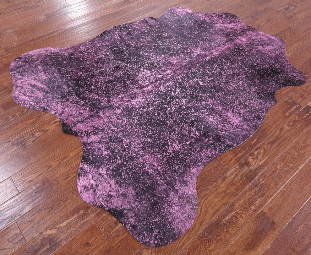 7' 0" X 6' 3" Pink Metallic Cowhide Rug C2077