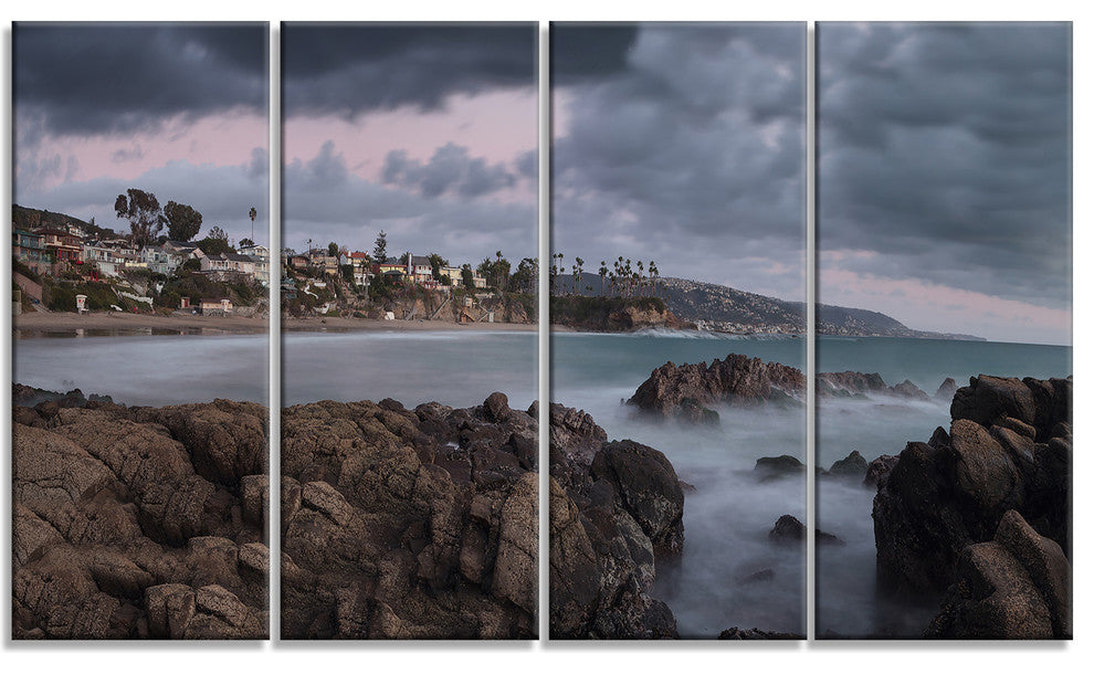 "Heavy Rain Clouds Over Crescent Bay" Landscape Wall Art, 4 Panels, 48"x28"