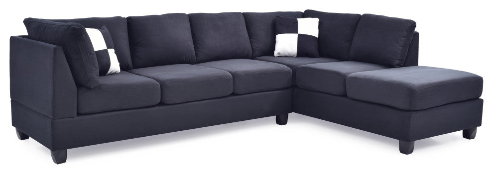 Solana Micro Suede Sectional, Black Micro Suede
