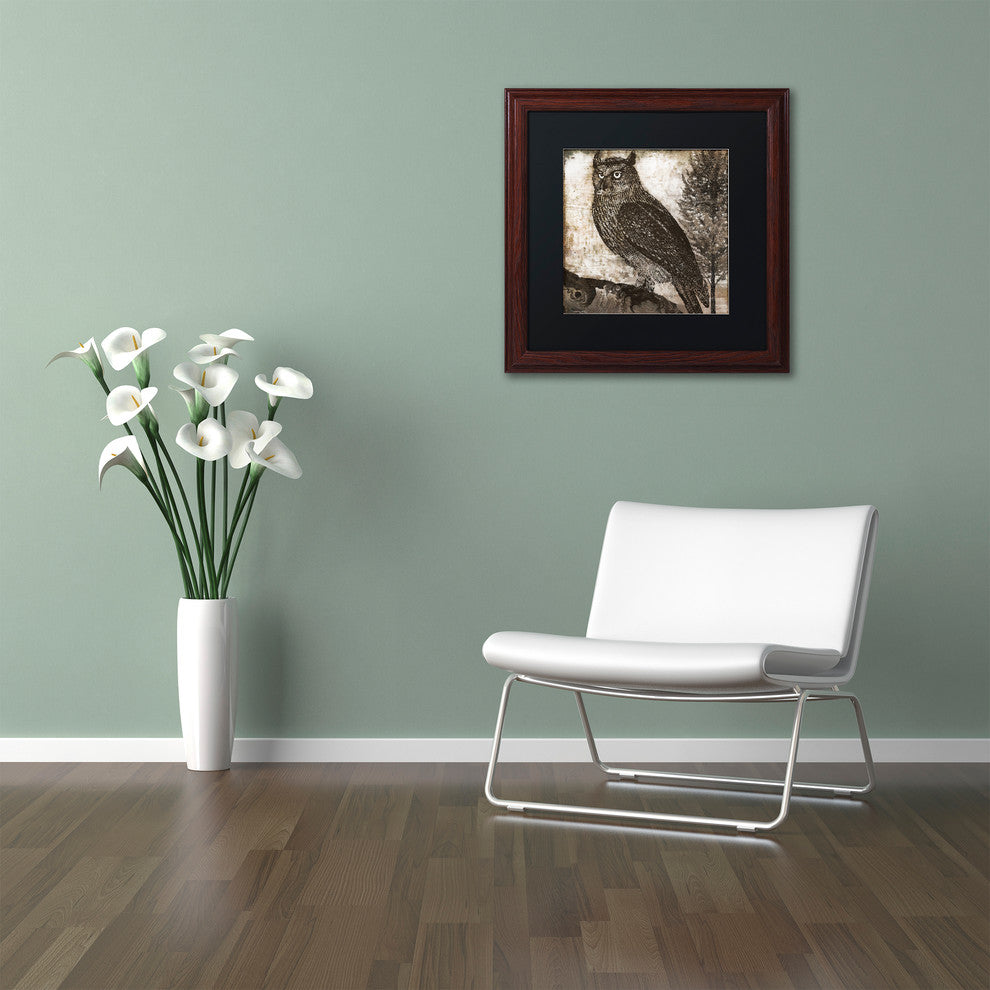 Color Bakery 'Owl 2' Art, Wood Frame, Black Matte, 16"x16"