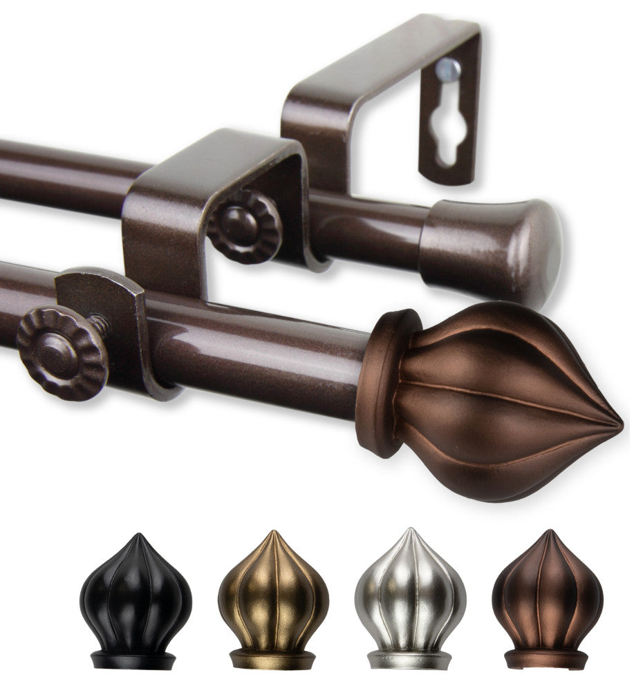 Meda 5/8" Double Curtain Rod Cocoa