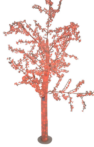 White Tree With Red LED Lights -  Size: 70"L x 65"W x 120"H.