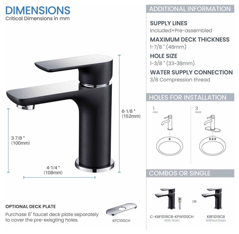 Tender Single Handle Bathroom Sink Faucet, Chrome/White