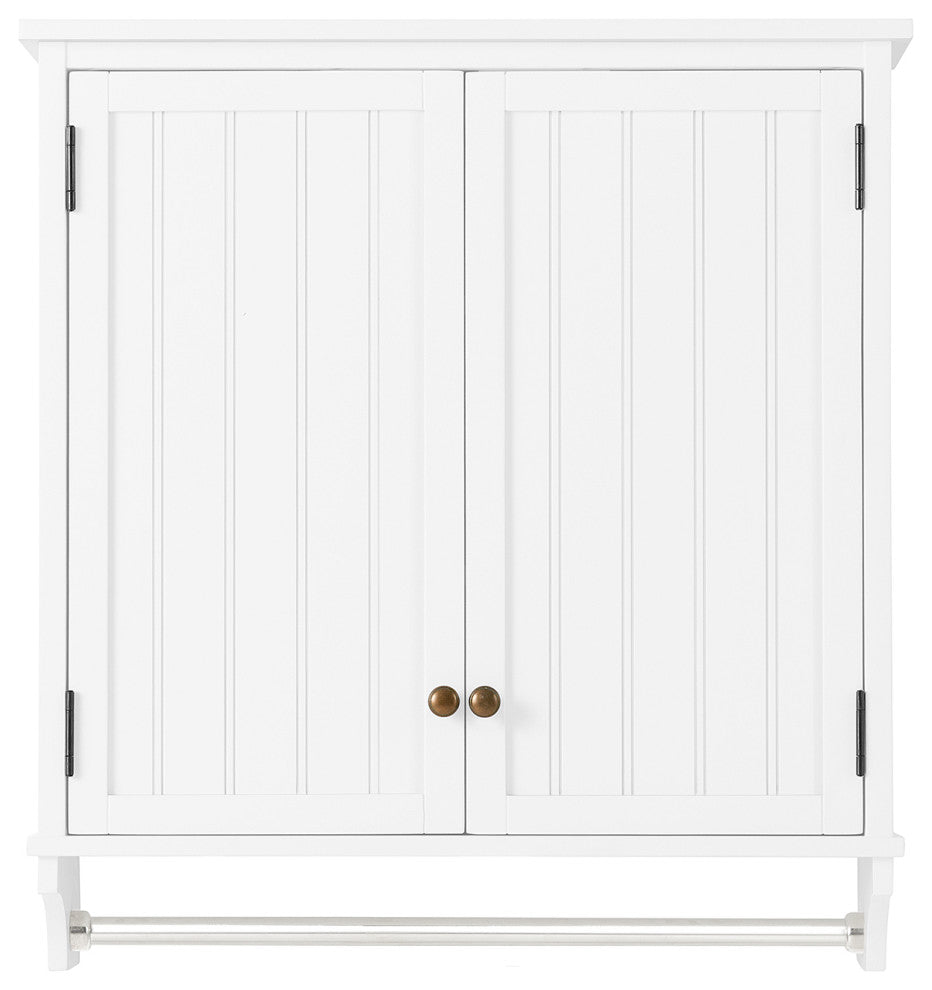 Dover Over Toilet Hutch with 2 Doors, Wall Mounted Cabinet with Towel Rod
