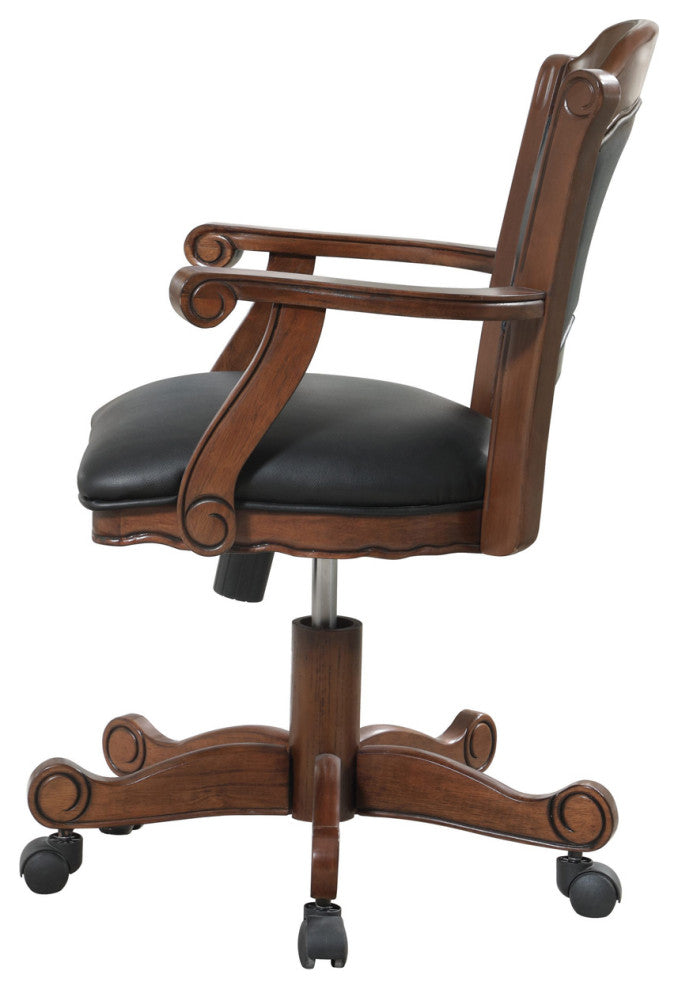 Black Leatherette Arm Chair, Tobacco