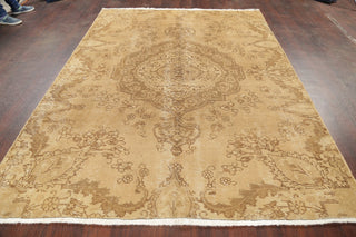 Consigned, Faded Persian Traditional Handmade Vintage-Style Area Rug, Brown, 6x8