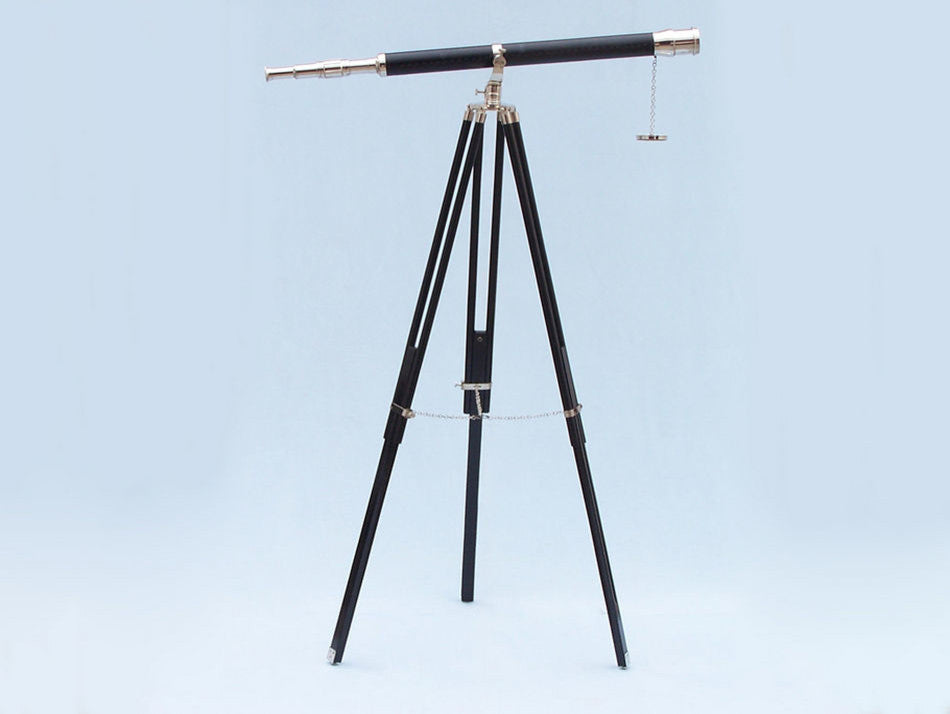 Floor Standing Chrome- Leather Galileo Telescope 65''''- Nautical Decor- Nautical