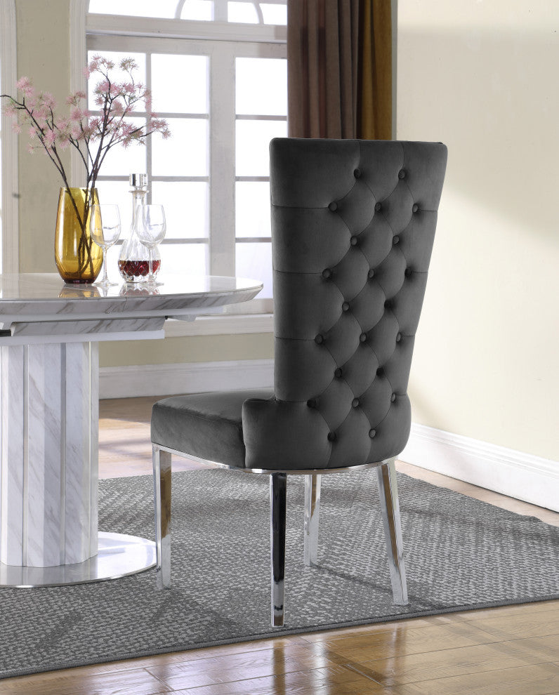 Serafina Velvet Dining Chair (Set of 2), Gray