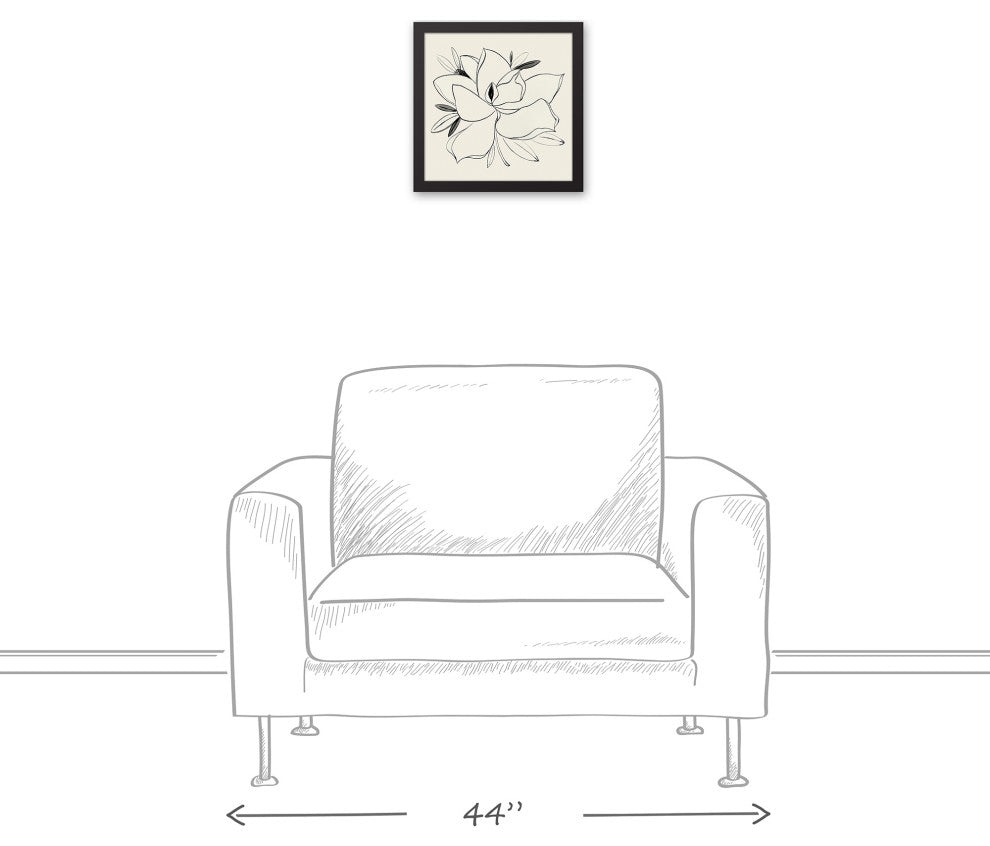 Simple Floral Magnolia 13.73x13.73 Black Framed Canvas