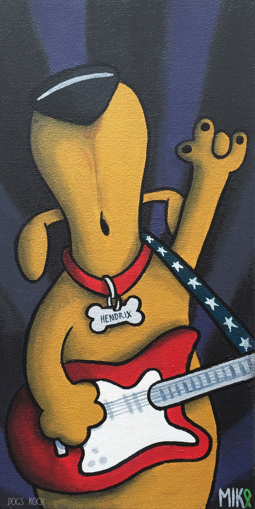 Marmont Hill, "Dogs Rock" by Mike Taylor Painting Print on Wrapped Canvas, 12x24