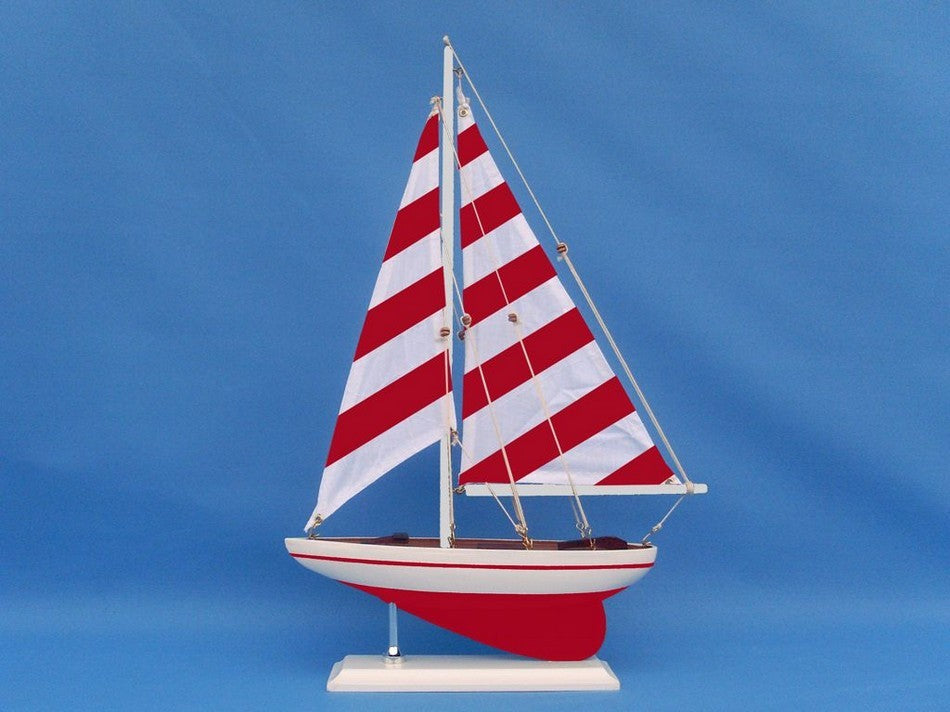 Pacific Sailer, Sailboat Model, Red Striped, 17"
