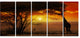 Typical African Sunset with Giraffe, Landscape Canvas Art, 60"x28", 5 Panels
