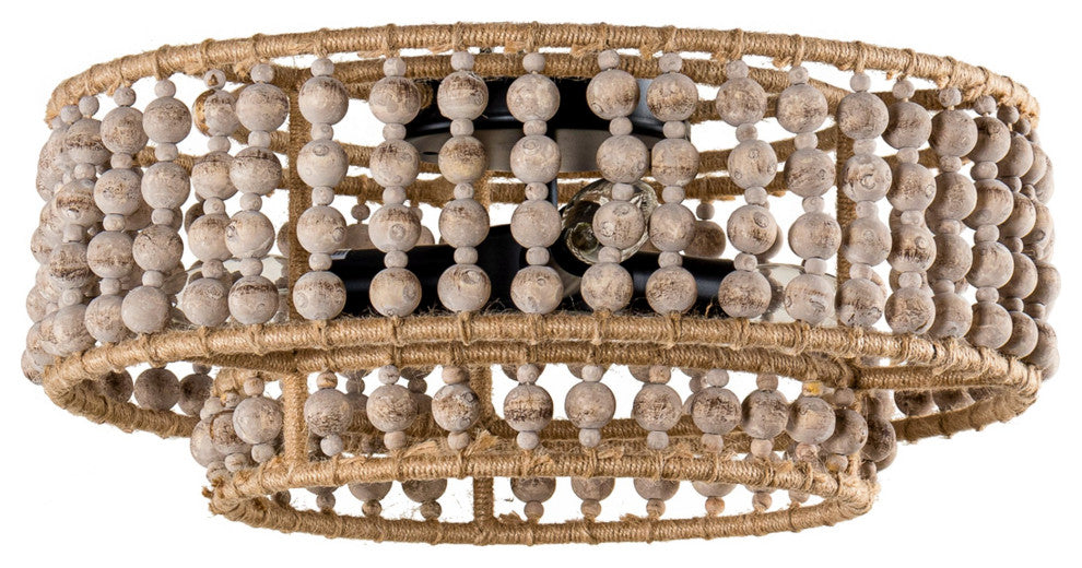 15.75-in Cicle Wood Beads Rustic Chandelier