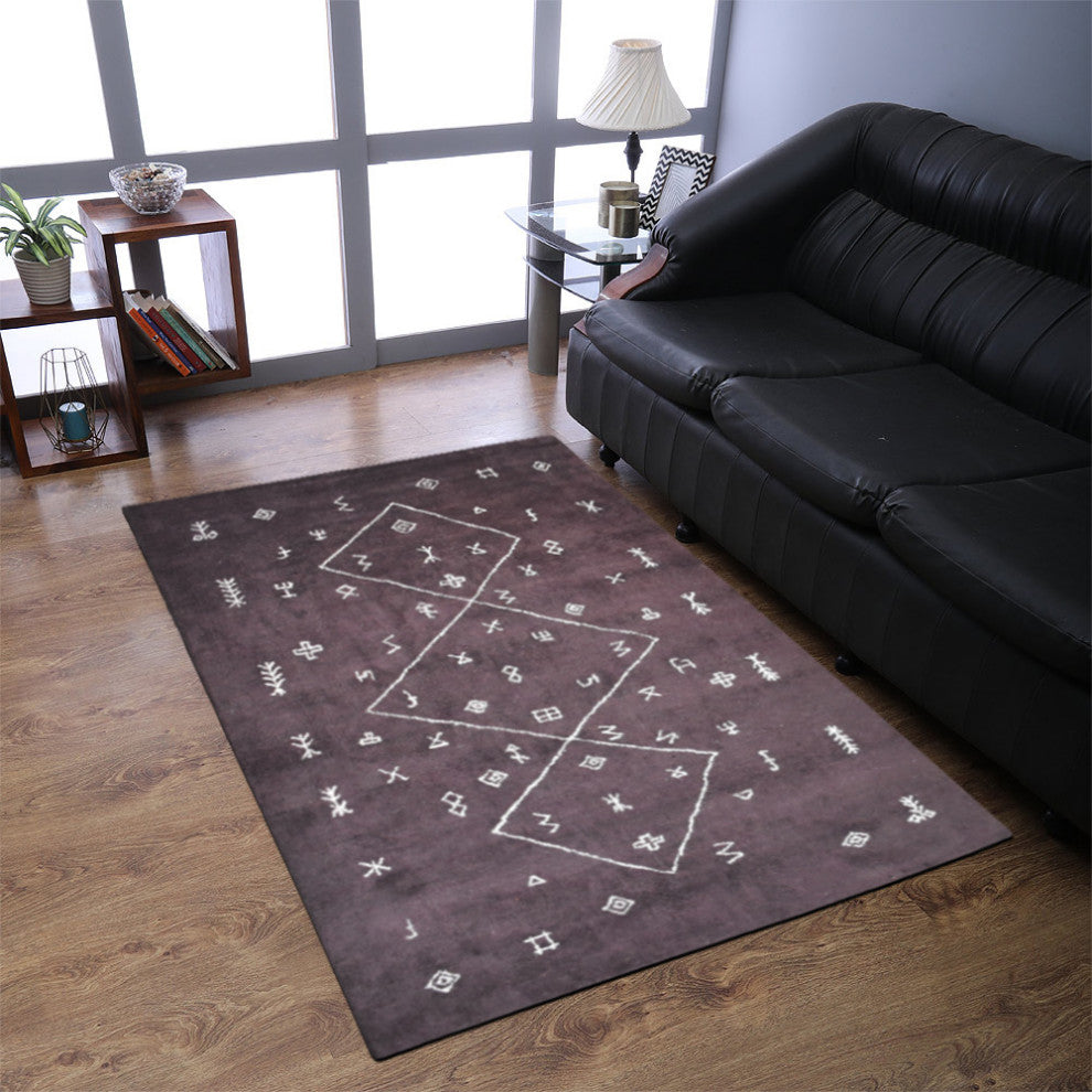 HAND KNOTTED LOOM SILK AREA RUGS-6'x9',Rectangle,Brown Beige,Contemporary