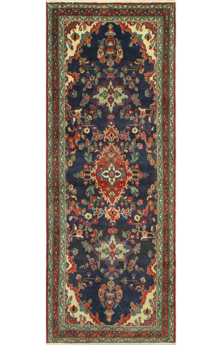 Fine Vintage Distressed Benon Navy/Ivory Runner, 3'8 x 9'11