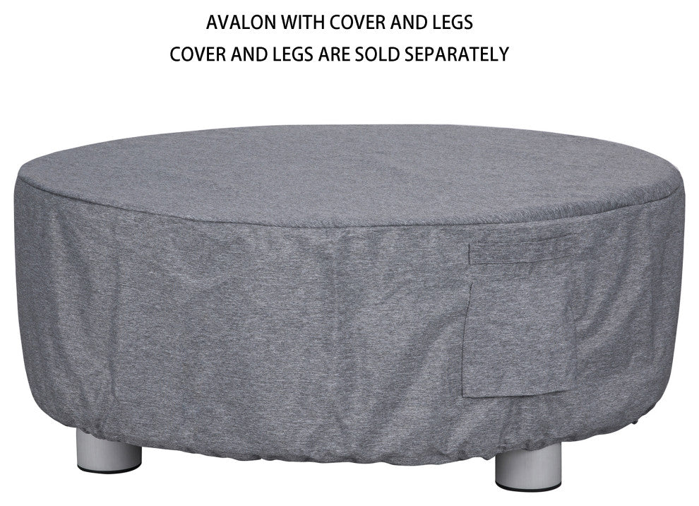Pyromania Avalon Concrete Round Fire Table, 42", Slate, Natural Gas