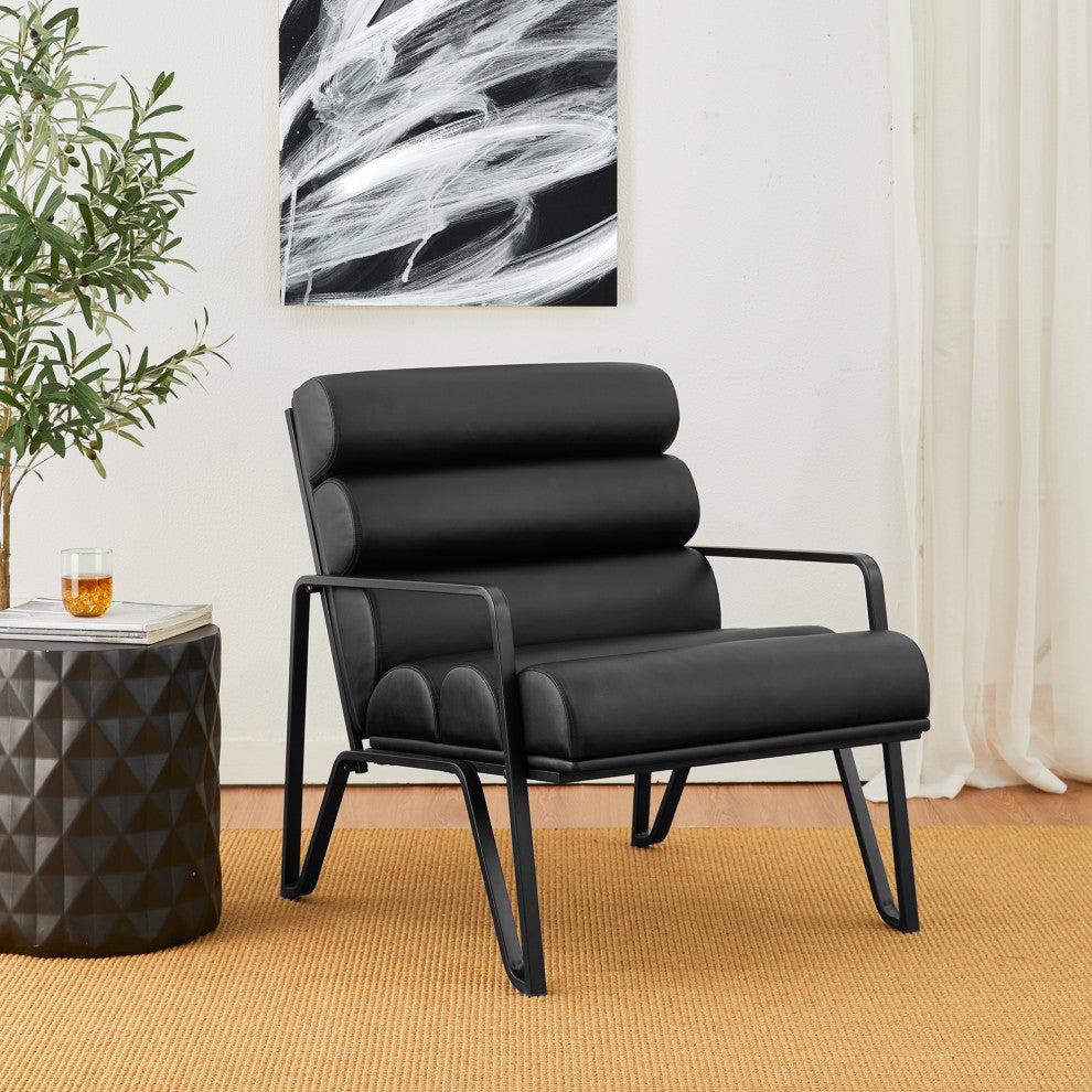 Set of 2 Modern Wavy Leatherette Accent  Chair